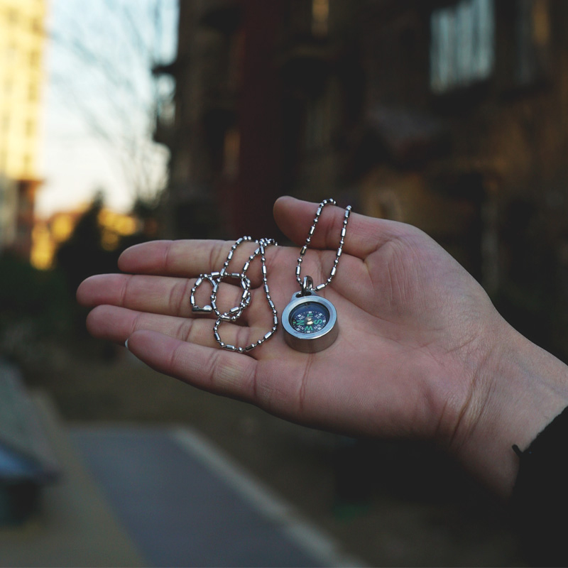 Compass Keychain Mini - Paduan Titanium/Tembaga Bercahaya Tahan Air Liontin