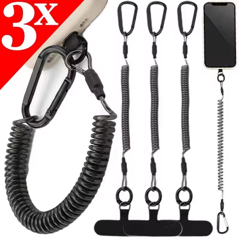 Carabiner Keychain - Tali Ponsel Fleksibel Anti-Hilang dengan Kabel