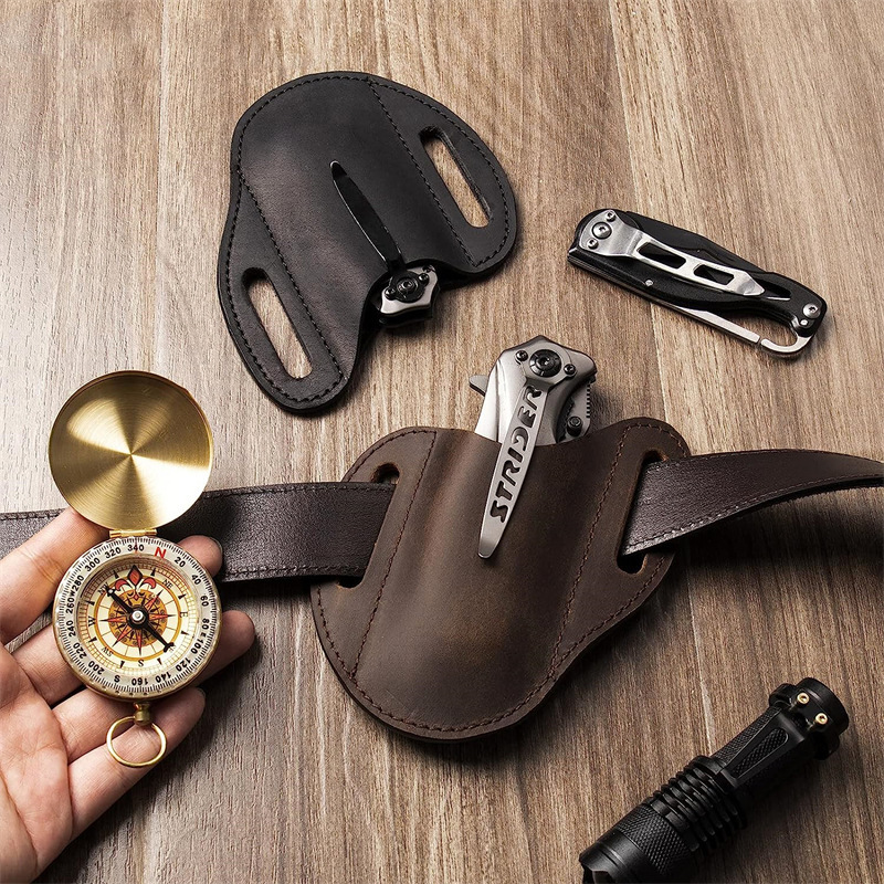 Edc Carry Belt - Casing Kulit Asli untuk Tempat Pisau
