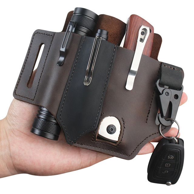 Kantong Alat EDC Kulit, Tempat - Edc Carry Belt Pouch ulasan dan harga